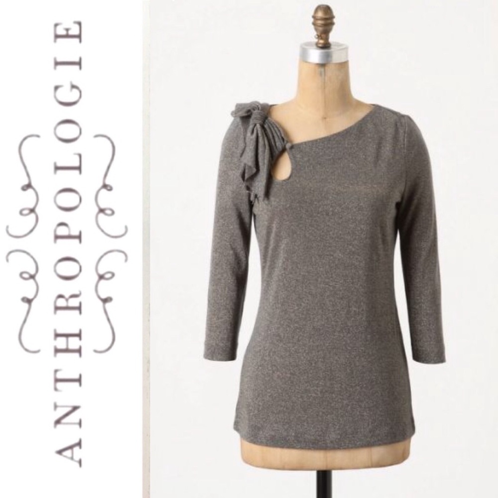Anthropologie Deletta Ililouette metallic bow top